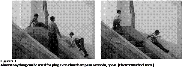 Подпись: Figure 2.1 Almost anything can be used for play, even church steps in Granada, Spain. (Photos: Michael Laris.) 