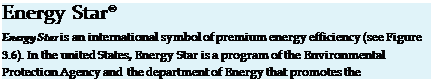 Подпись: Energy Star® Energy Star is an international symbol of premium energy efficiency (see Figure 3.6). In the united States, Energy Star is a program of the Environmental Protection Agency and the department of Energy that promotes the 