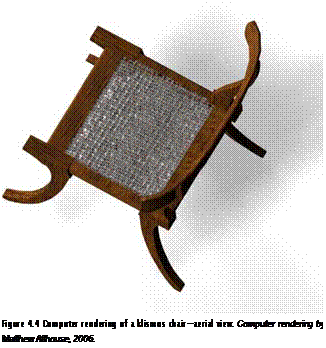 Подпись: Figure 4.4 Computer rendering of a klismos chair—aerial view. Computer rendering by Matthew Althouse, 2006. 