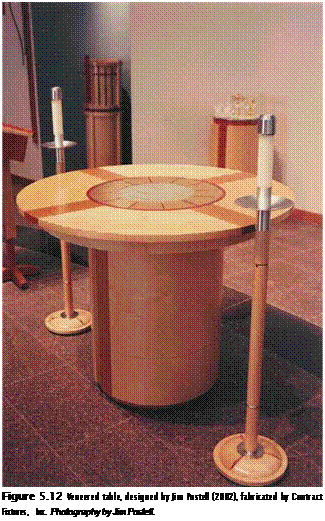 Подпись: Figure 5.12 Veneered table, designed by Jim Postell (2002), fabricated by Contract Fixtures, Inc. Photography by Jim Postell. 