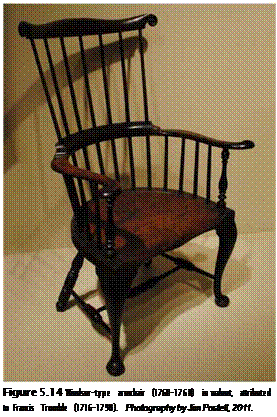 Подпись: Figure 5.14 Windsor-type armchair (1760-1768) in walnut, attributed to Francis Trumble (1716-1798). Photography by Jim Postell, 2011. 