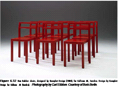 Подпись: Figure 6.32 Non Rubber chairs, designed by Komplot Design (2000), for Kallemo AB, Sweden. Design by Komplot Design for Kallemo AB (Sweden). Photography by Curt Ekblom. Courtesy of Boris Berlin. 