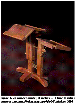 Подпись: Figure 6.54 Wooden model, 3 inches = 1 foot 0 inches study of a lectern. Photography copyright © Scott Hisey, 2004. 