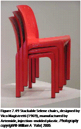 Подпись: Figure 7.49 Stackable Selene chairs, designed by Vico Magistretti (1969), manufactured by Artemide, injection-molded plastic. Photography copyright © William A. Yokel, 2005. 