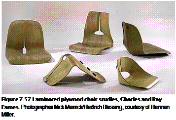 Подпись: Figure 7.57 Laminated plywood chair studies, Charles and Ray Eames. Photographer Nick Merrick/Hedrich Blessing, courtesy of Herman Miller. 