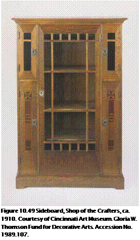 Подпись: Figure 10.49 Sideboard, Shop of the Crafters, ca. 1910. Courtesy of Cincinnati Art Museum. Gloria W. Thomson Fund for Decorative Arts. Accession No. 1989.107. 