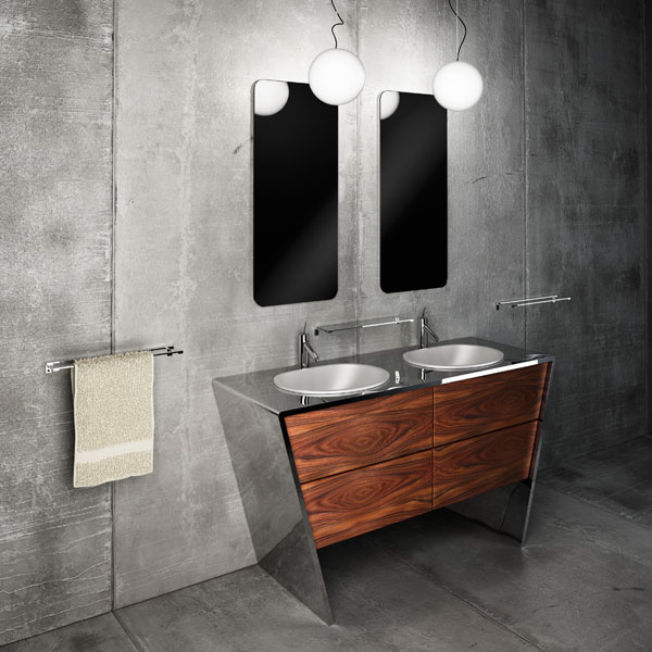 The Italian furniture for a bathroom; steel, glass and the best breeds of a tree