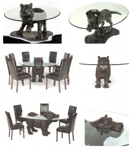 Coffee little tables with bronze figures of animals