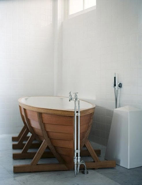 Wood bath boat