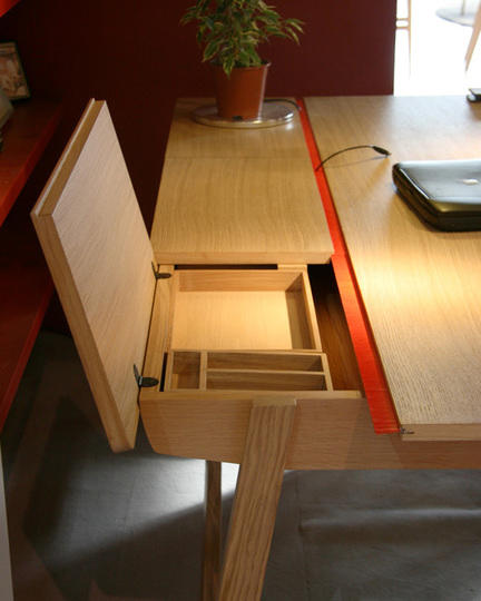 Modern desk with boxes